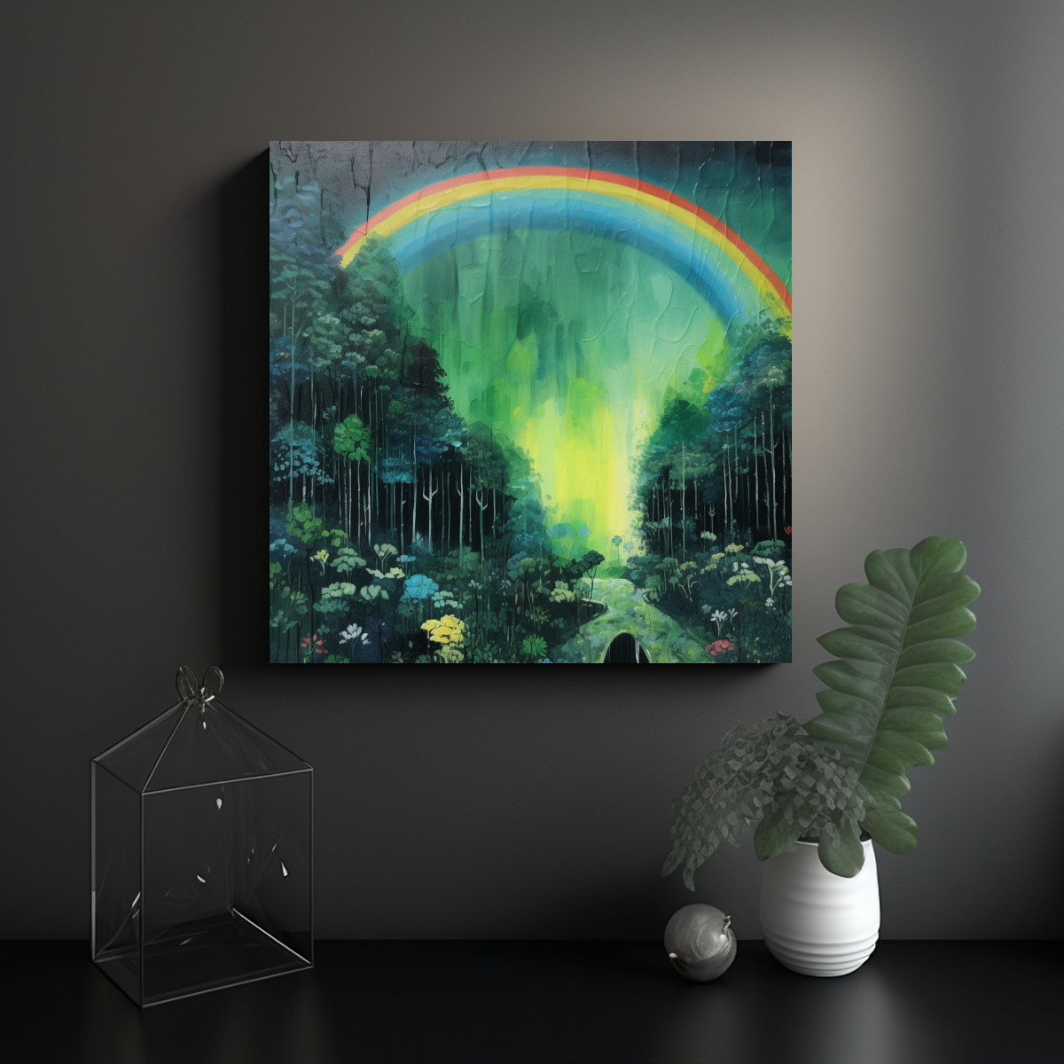 cuadro-abstracto-equilibrio-visual-arco-ris-verde-1