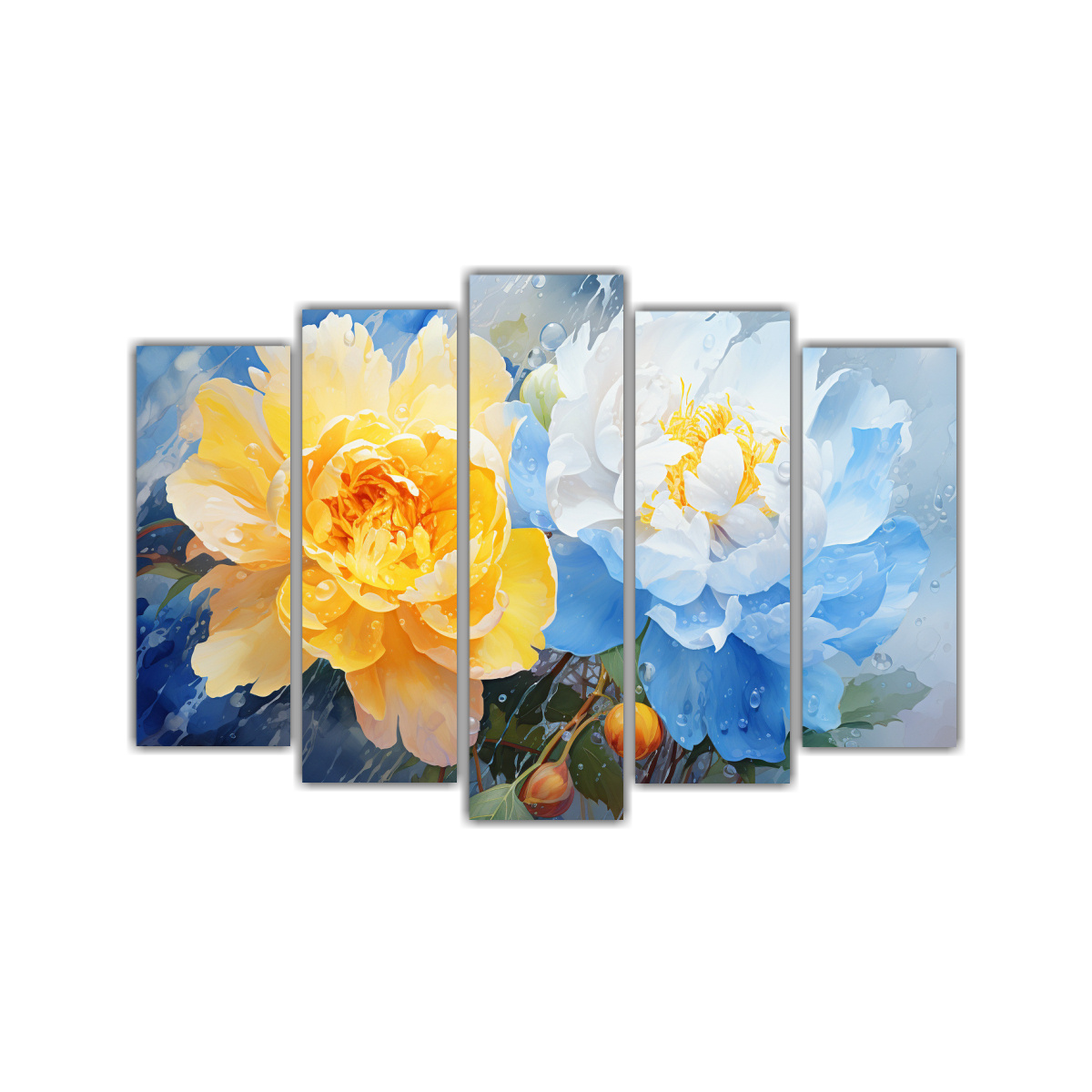 cuadro-abstracto-flores-amapolas-amarillo-y-azul-l-neas-finas