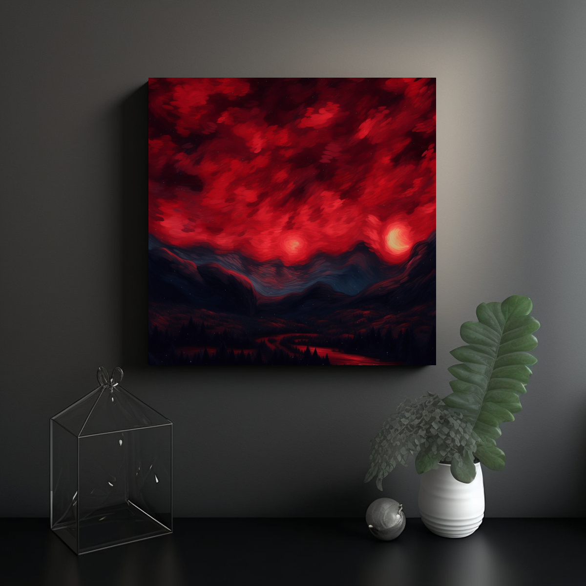 cuadro-acuarela-inspirado-en-la-noche-estrellada-de-van-gogh-rojo-y-azul-1