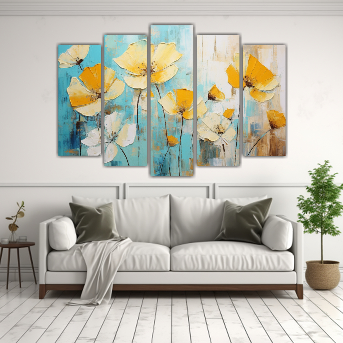 cuadro-de-flores-amarillas-y-cian-alegre-en-lienzo-para-decoraci-n-1