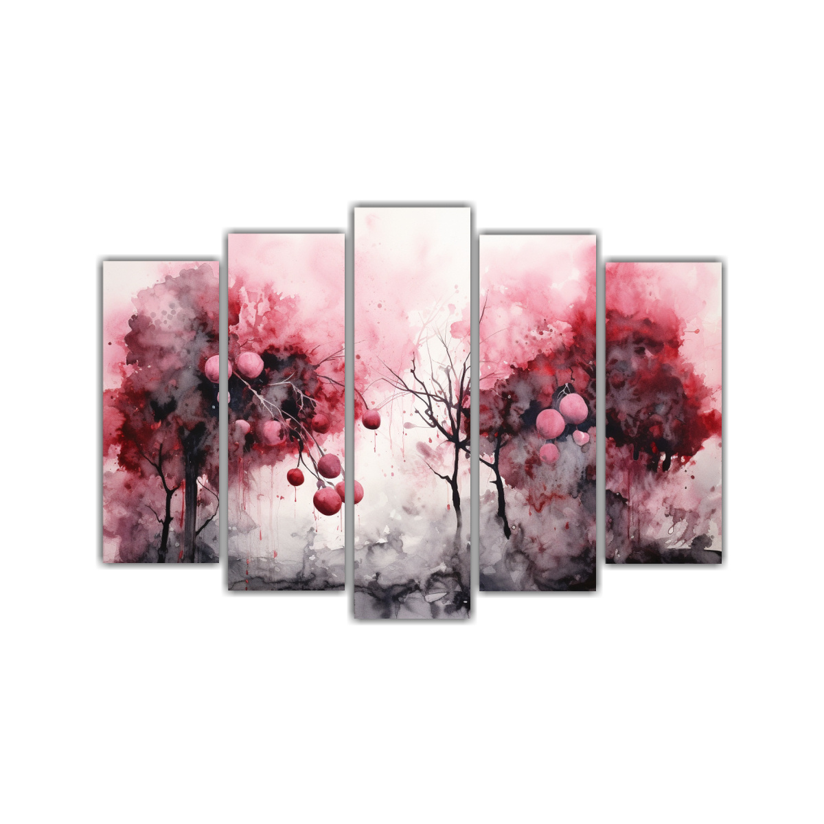 cuadro-de-rboles-frutales-en-negro-y-rosa-abstracto-calmante