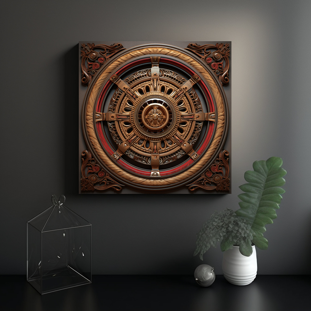 cuadro-de-vanguardia-luminosa-mandala-con-elementos-de-guardabarros-de-autos-cl-sicos-1