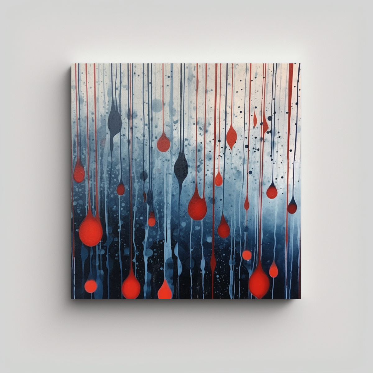 cuadro-decorativo-de-dormitorio-l-neas-azules-mezcladas-con-gotas-rojas-sobre-fondo-gris-