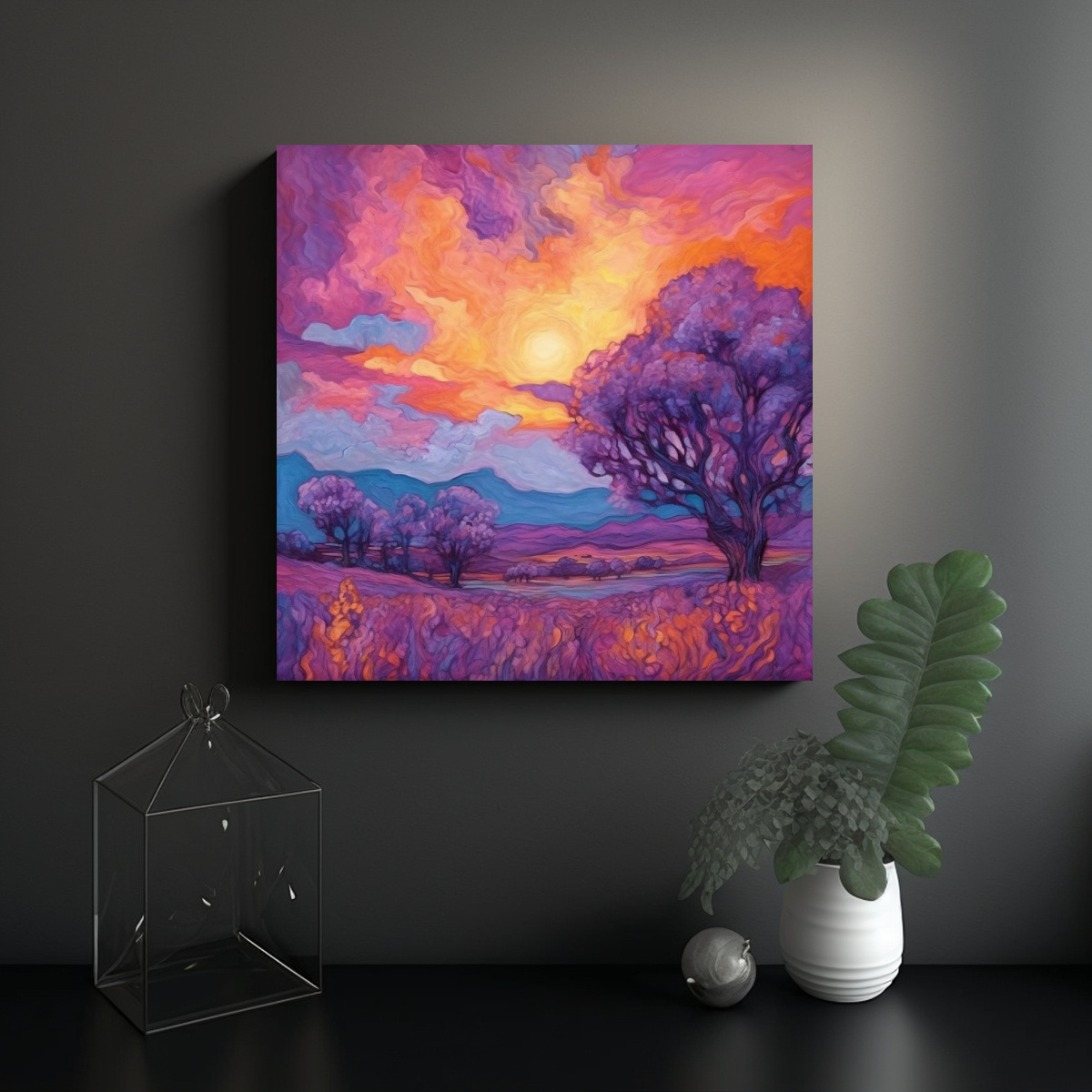 cuadro-en-bastidor-moderno-mar-de-lavanda-al-atardecer-silueta-de-la-ciudad-1-1