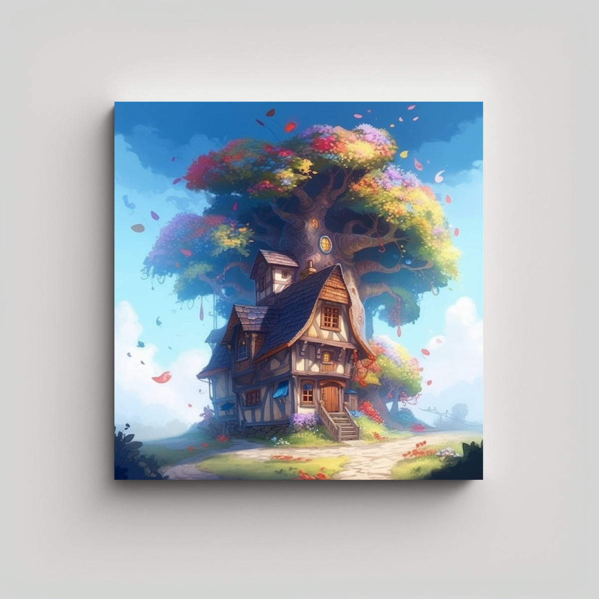 cuadro-fantas-a-casa-cuento-de-hadas-estilo-cartoon-galer-a-alegre