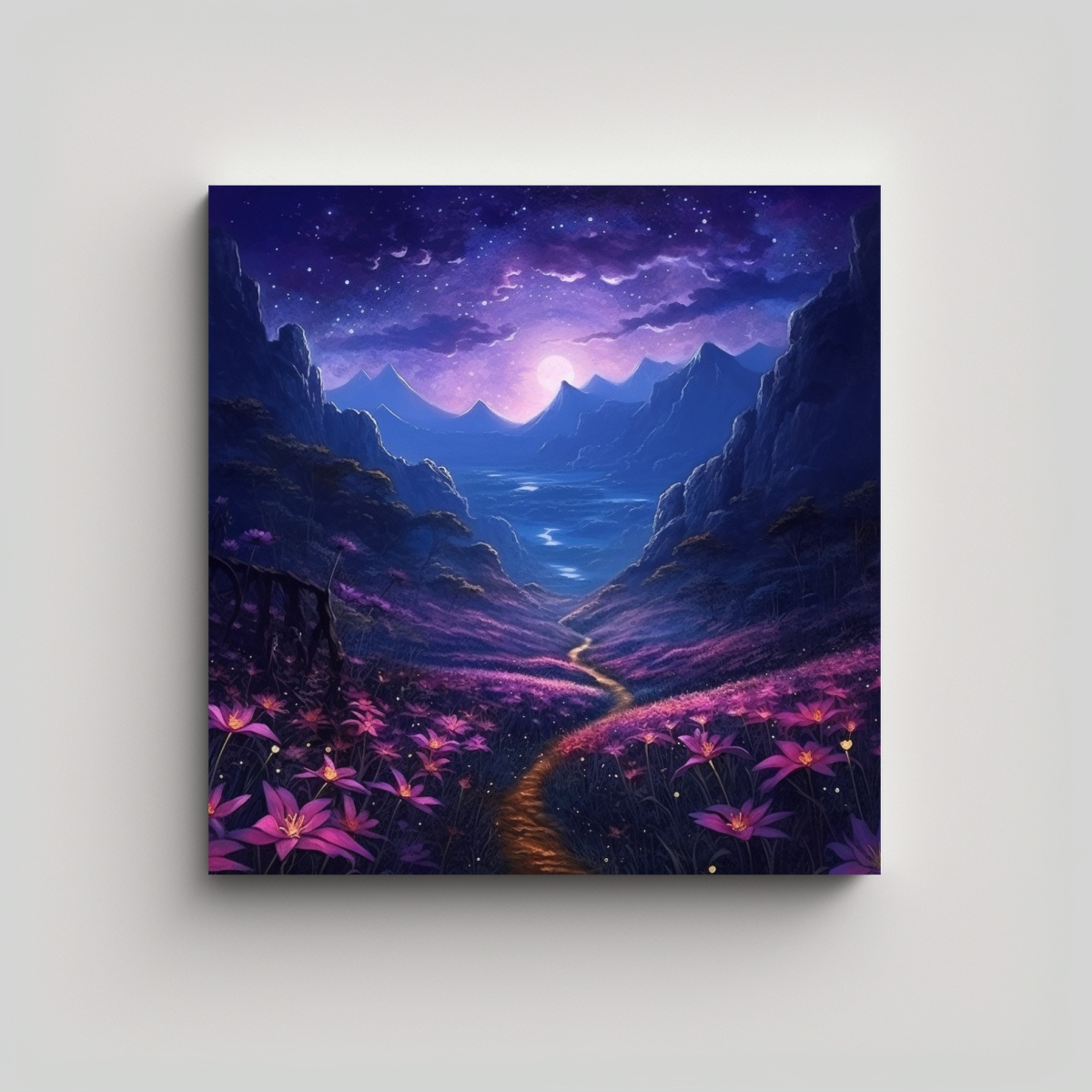 cuadro-fotograf-a-cocina-nocturna-campo-rosas-purpuras-estrellas-monta-a