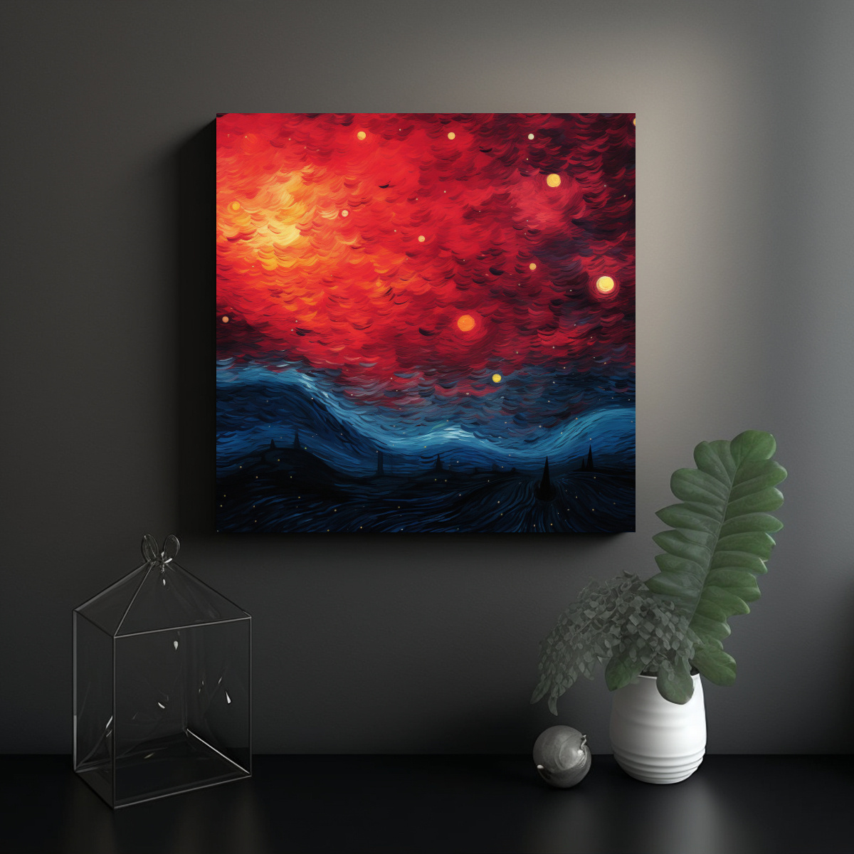 cuadro-moderno-inspirado-en-la-noche-estrellada-de-van-gogh-en-rojo-1