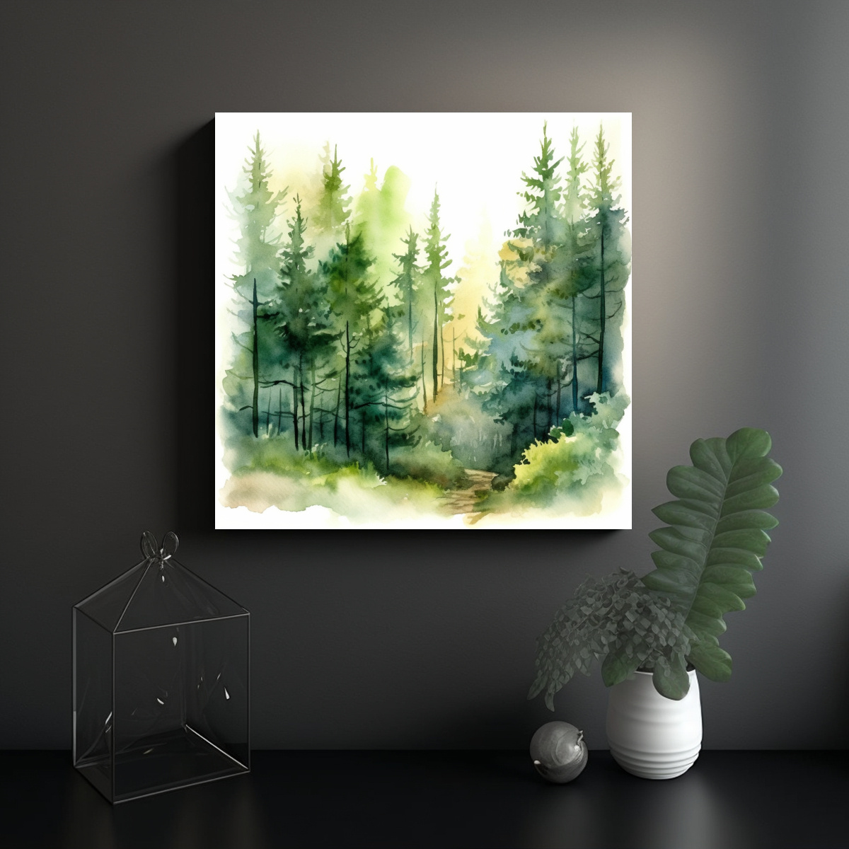 cuadro-moderno-ivy-rboles-pinos-bosque-luz-verde-acuarela-1