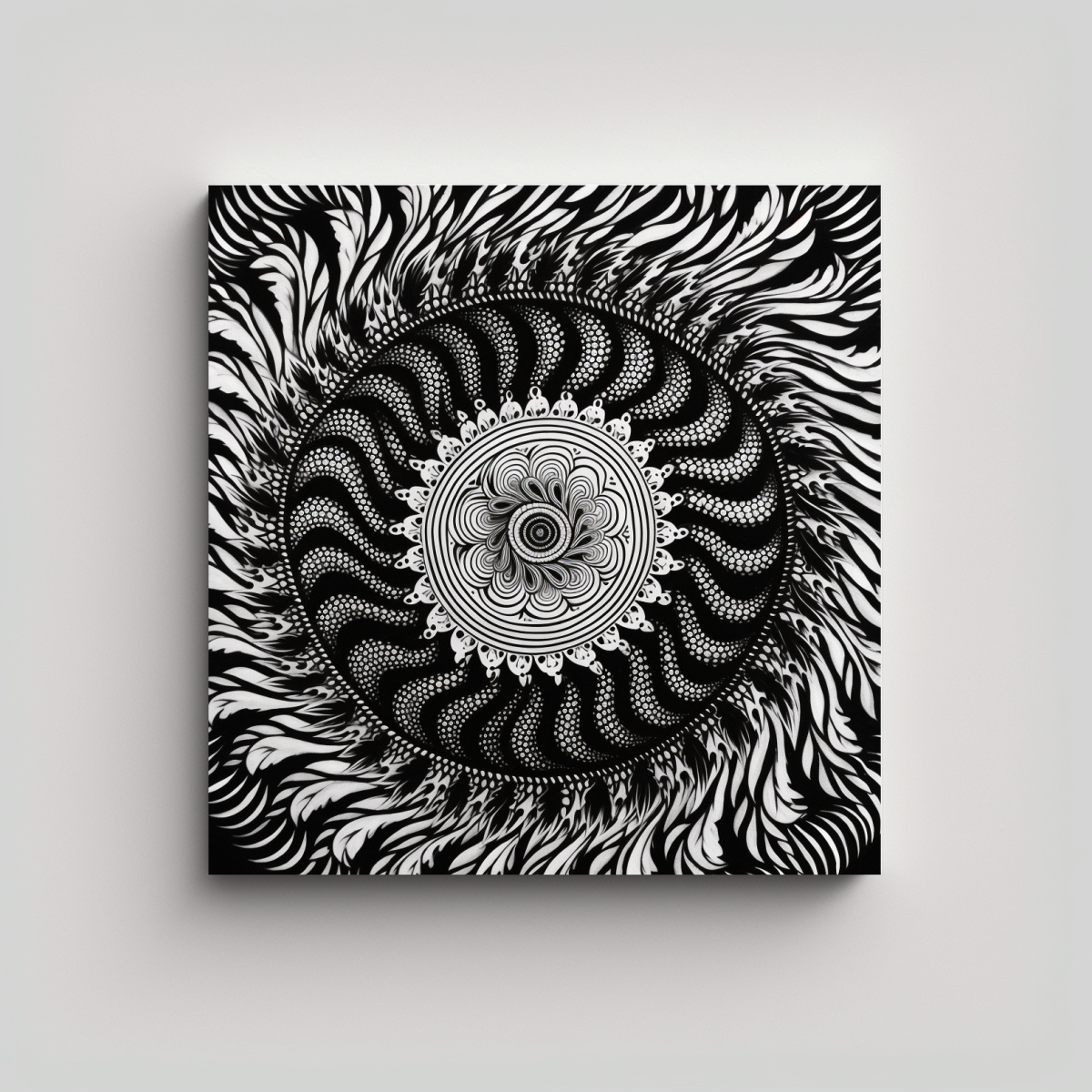 cuadro-moderno-textura-espiral-blanco-y-negro-con-mandala-de-cebra