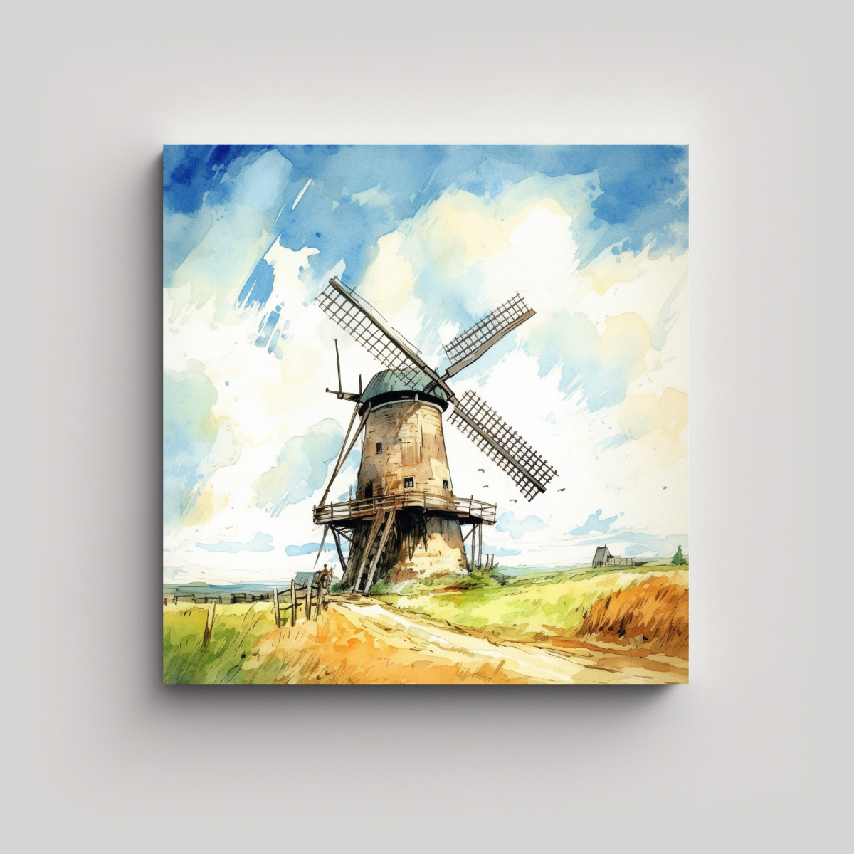 cuadro-tela-canvas-estilo-acuarela-cielo-azul-campo-molino