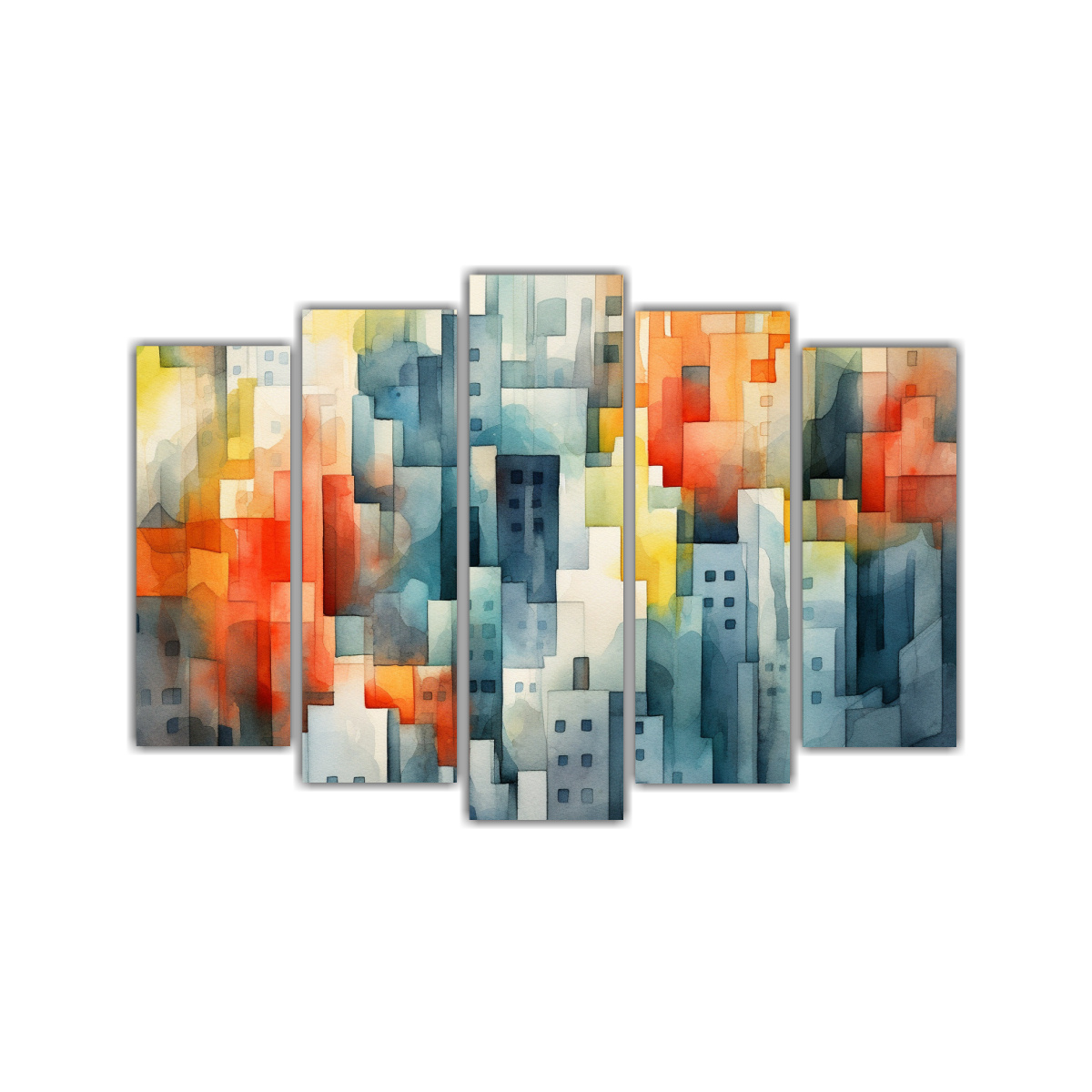 cuadros-abstractos-de-la-jungla-urbana-en-colores-primarios-