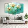 cuadros-abstractos-de-tela-con-tema-de-claveles-verde-y-turquesa-1