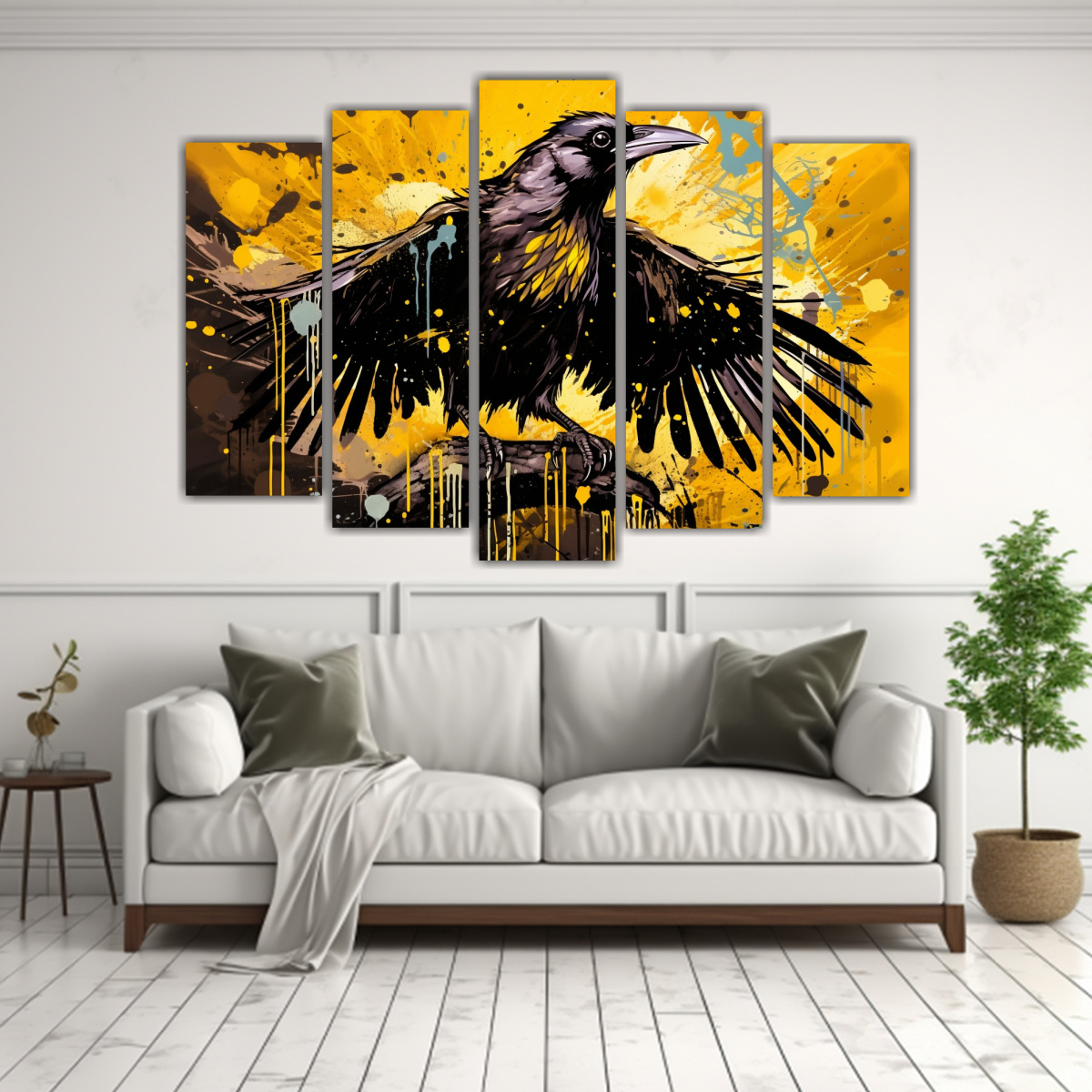 cuadros-de-crows-and-ravens-en-colores-dorados-neo-pop-art-1