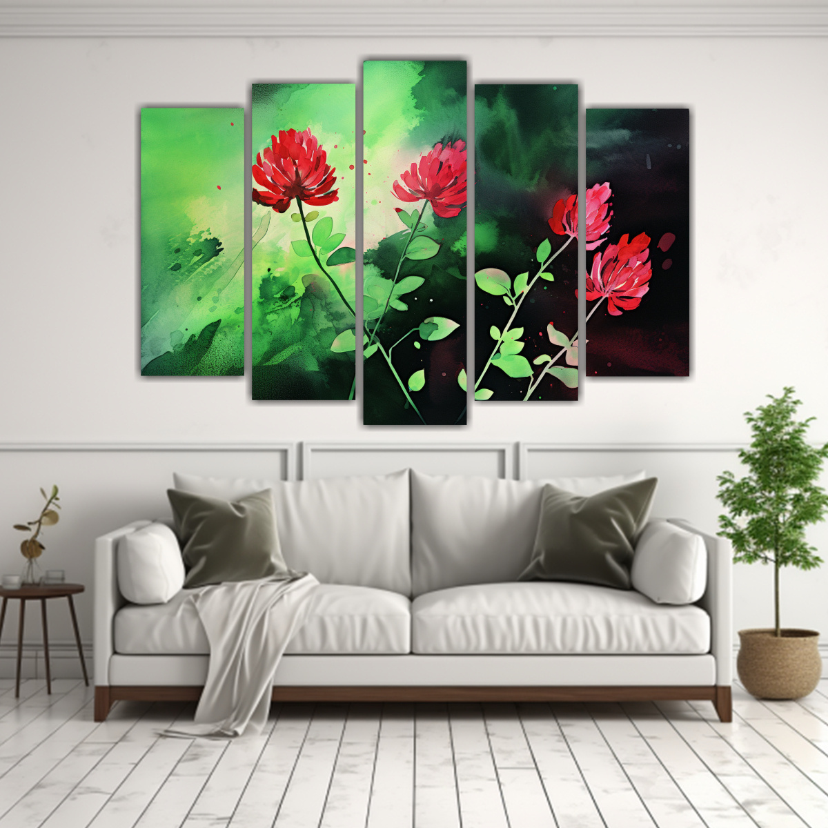 cuadros-de-pared-horizontal-con-tr-boles-hierbas-en-verde-y-rojo-ambiente-neonoir-1