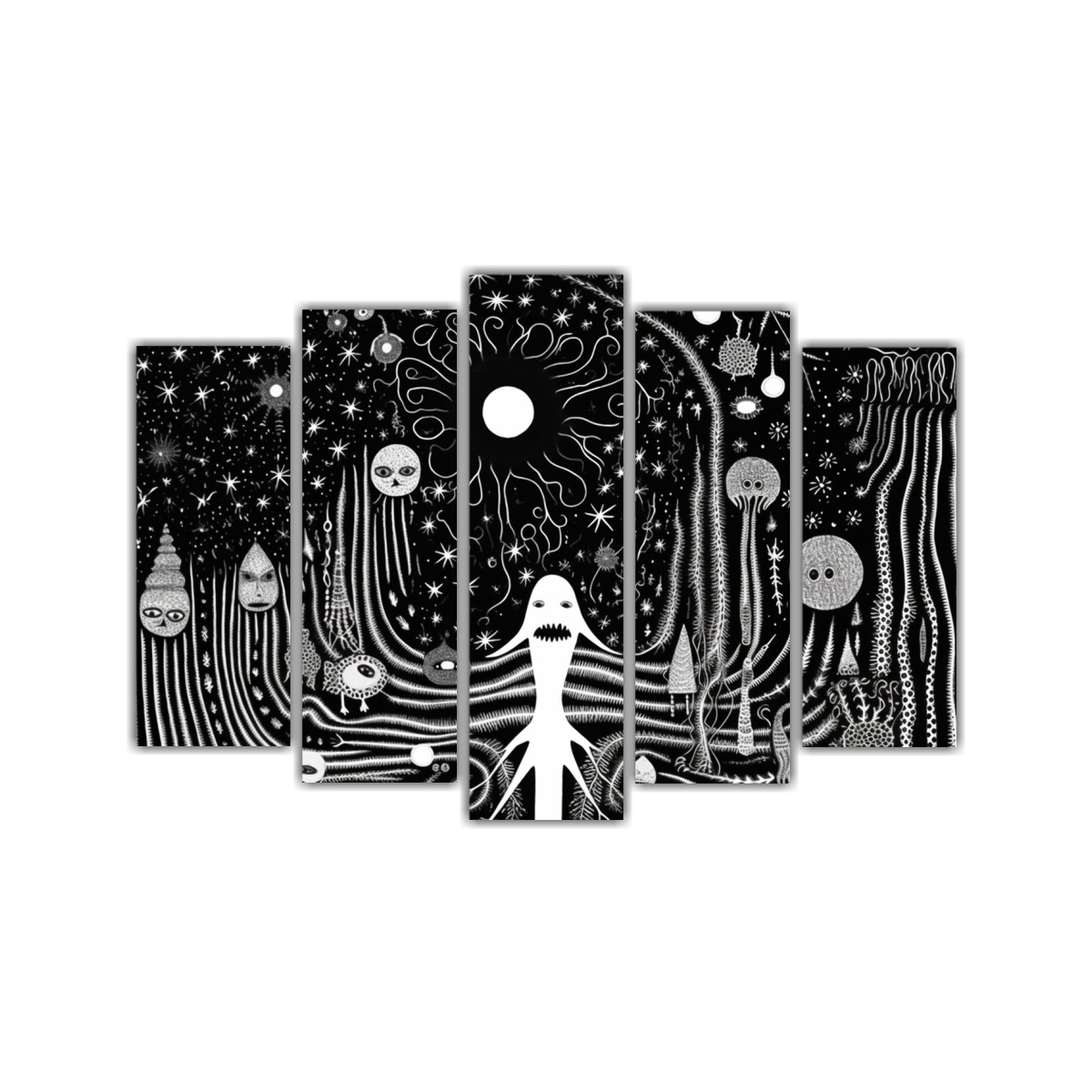 cuadros-decorativos-en-blanco-y-negro-con-arte-primitivo-de-l-neas-