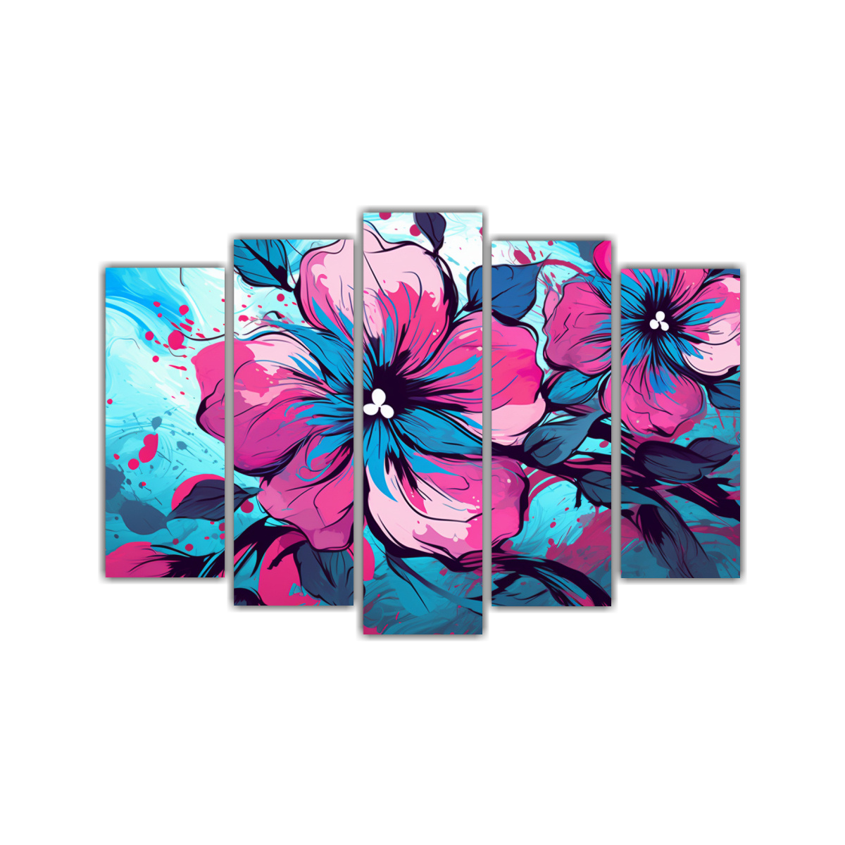 cuadros-decorativos-en-tonos-turquesa-y-rosa-para-un-ambiente-neonoir-