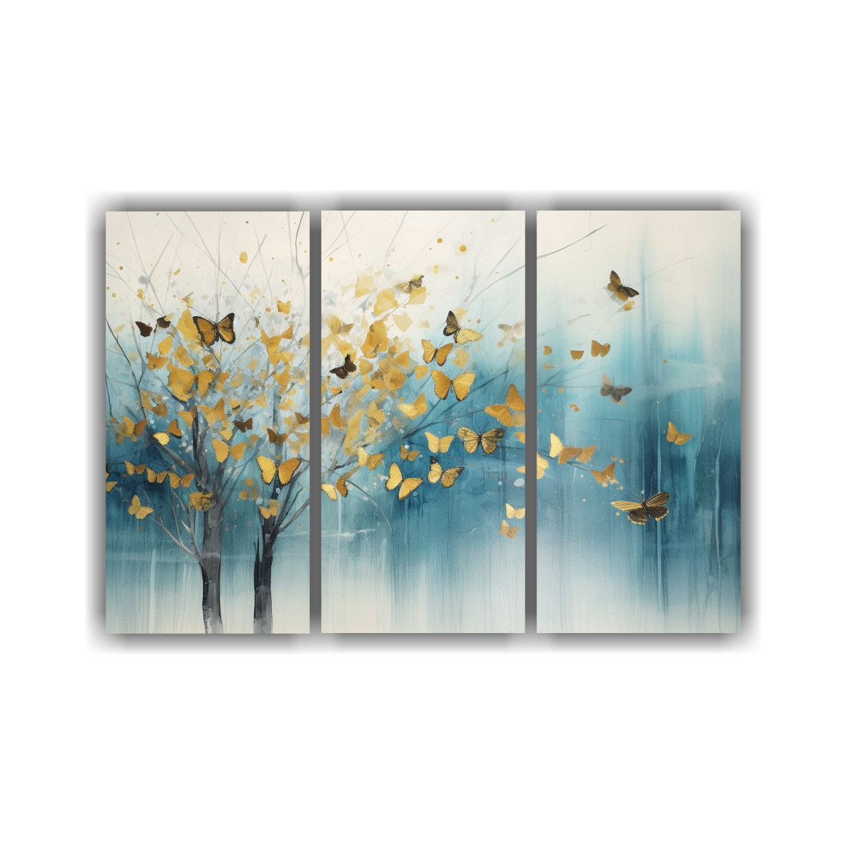 cuadros-dise-o-armonia-mariposas-azules-y-doradas-vuelan-lejos-del-rbol