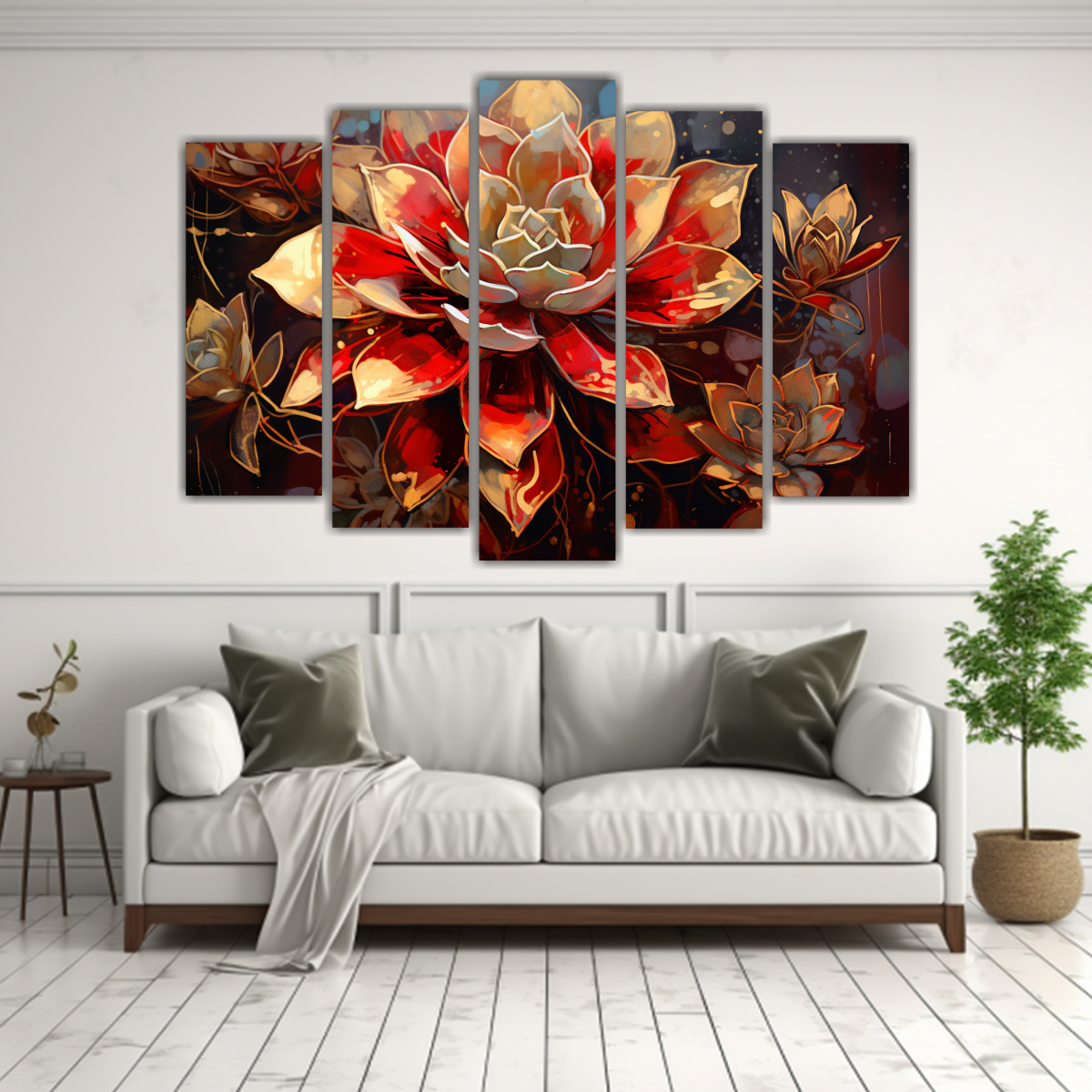 cuadros-inspiraci-n-lineales-de-suculentas-en-rojo-y-oro-atmosfera-neonoir-1