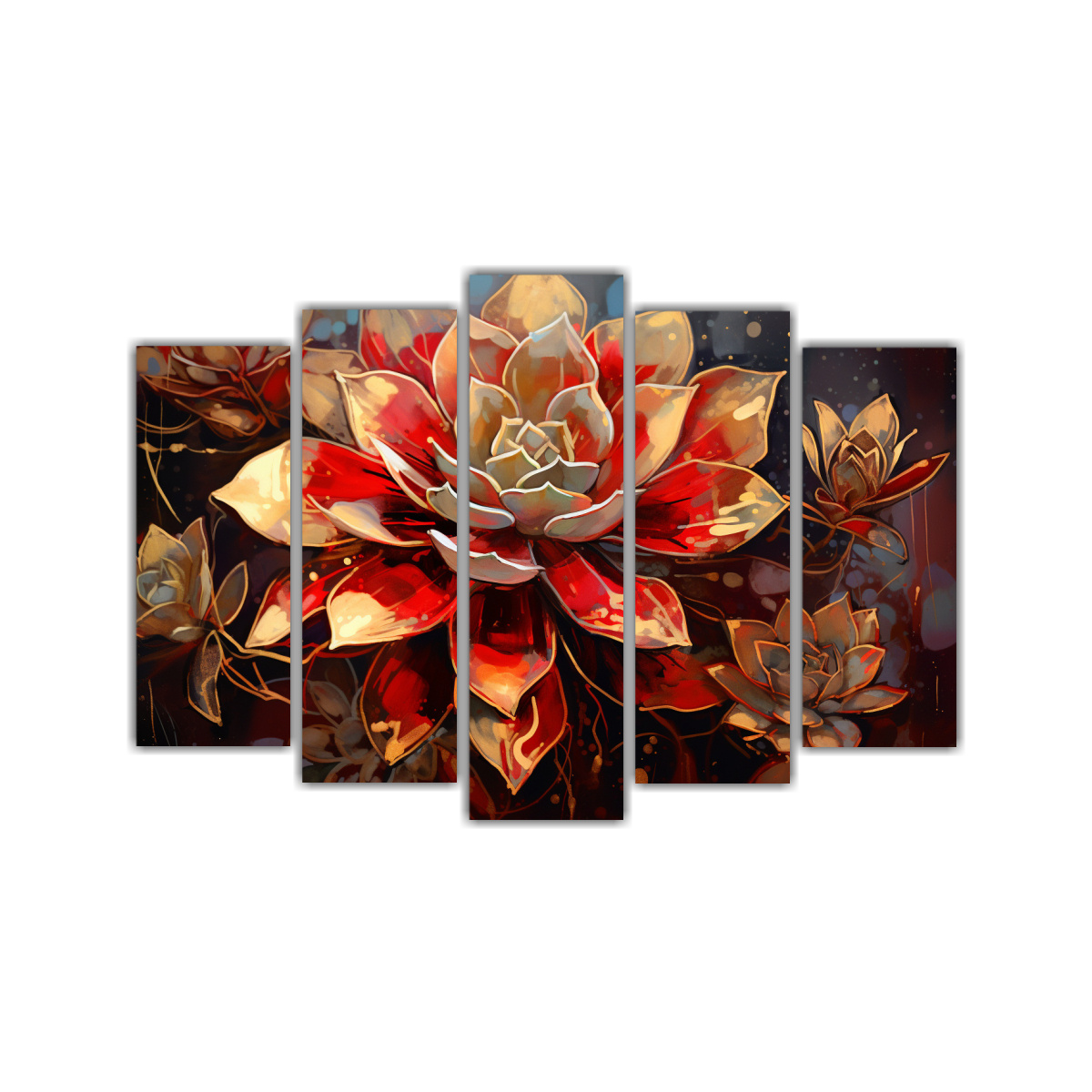 cuadros-inspiraci-n-lineales-de-suculentas-en-rojo-y-oro-atmosfera-neonoir