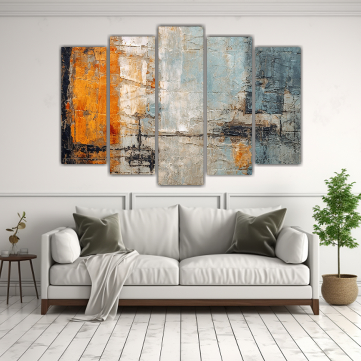 cuadros-juveniles-vintage-en-gris-azul-naranja-profundo-y-negro-1-1