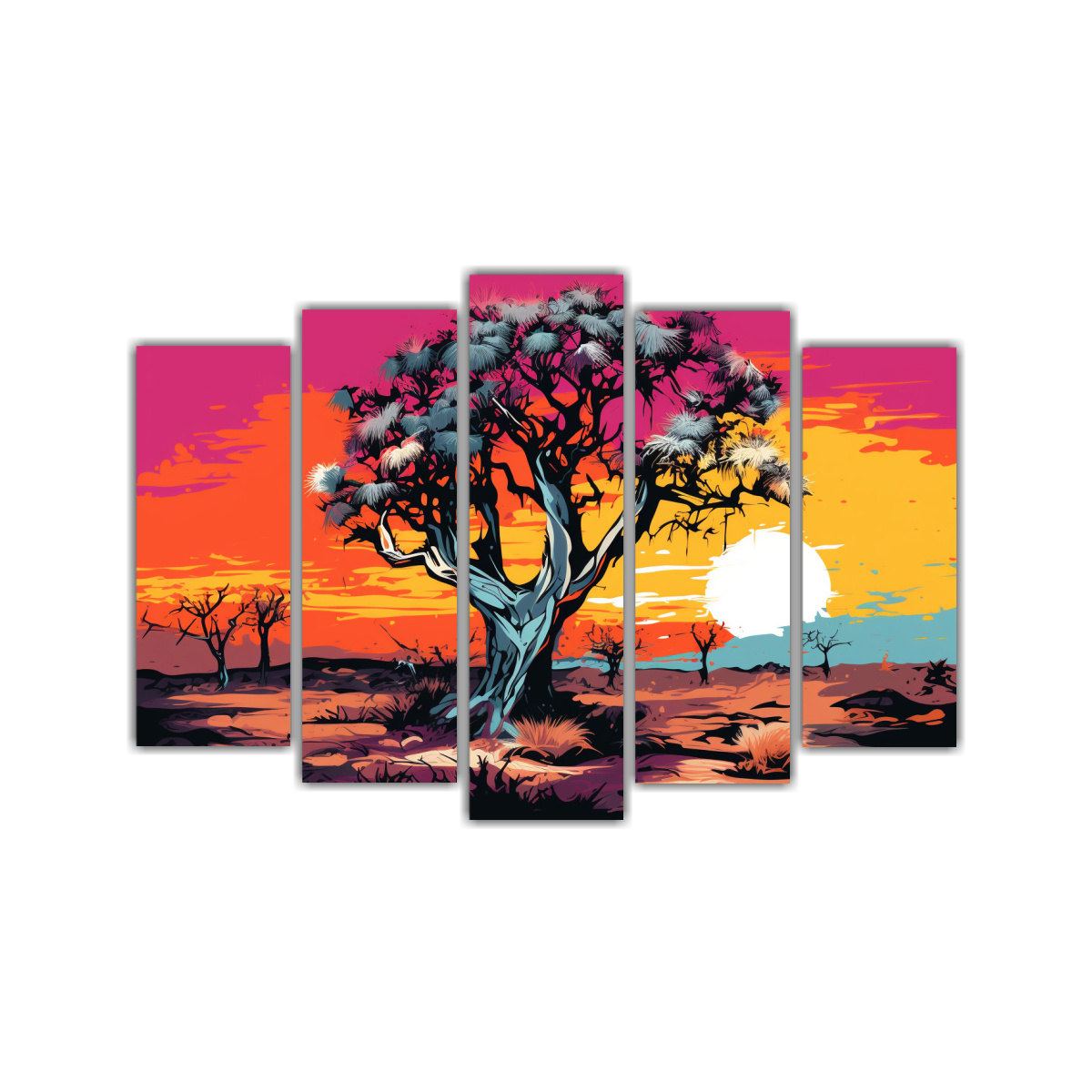 cuadros-minimalismo-movimiento-rbol-savanna-y-desierto-en-colores-vibrantes
