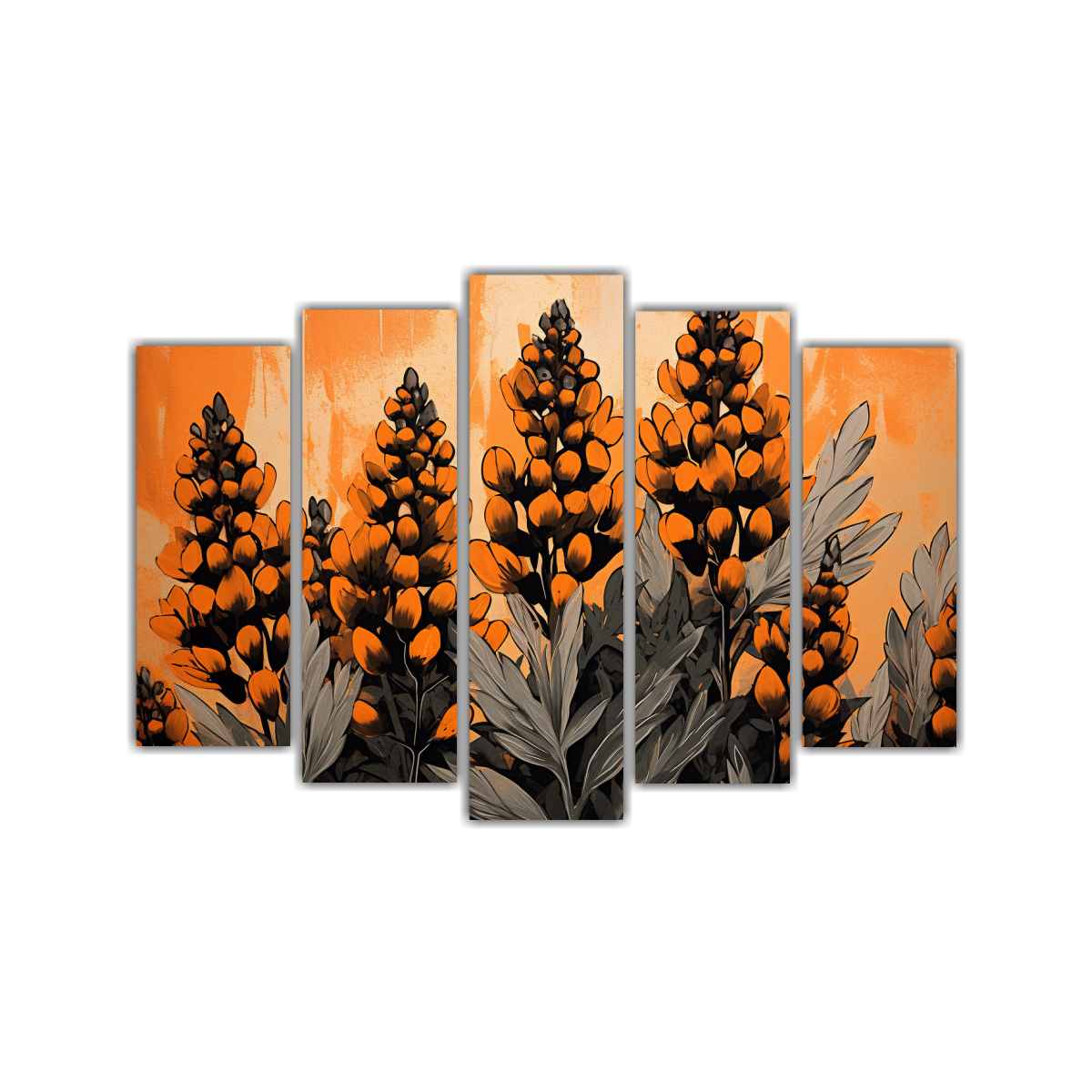cuadros-modernos-lupine-grains-en-naranja-y-negro-estilo-neonoir
