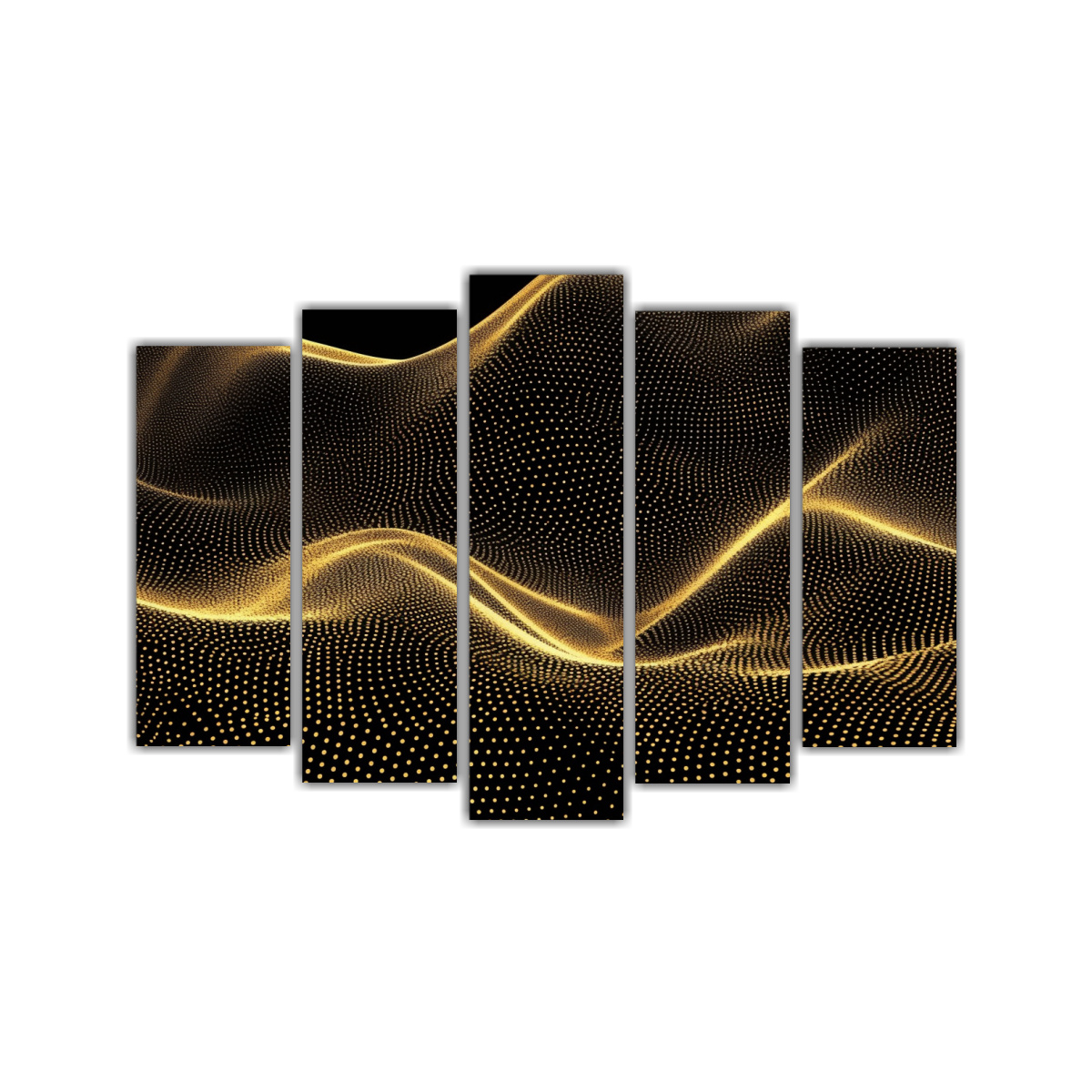 patr-n-intenso-de-ondas-doradas-en-lienzo-cinco-composiciones-decorativas