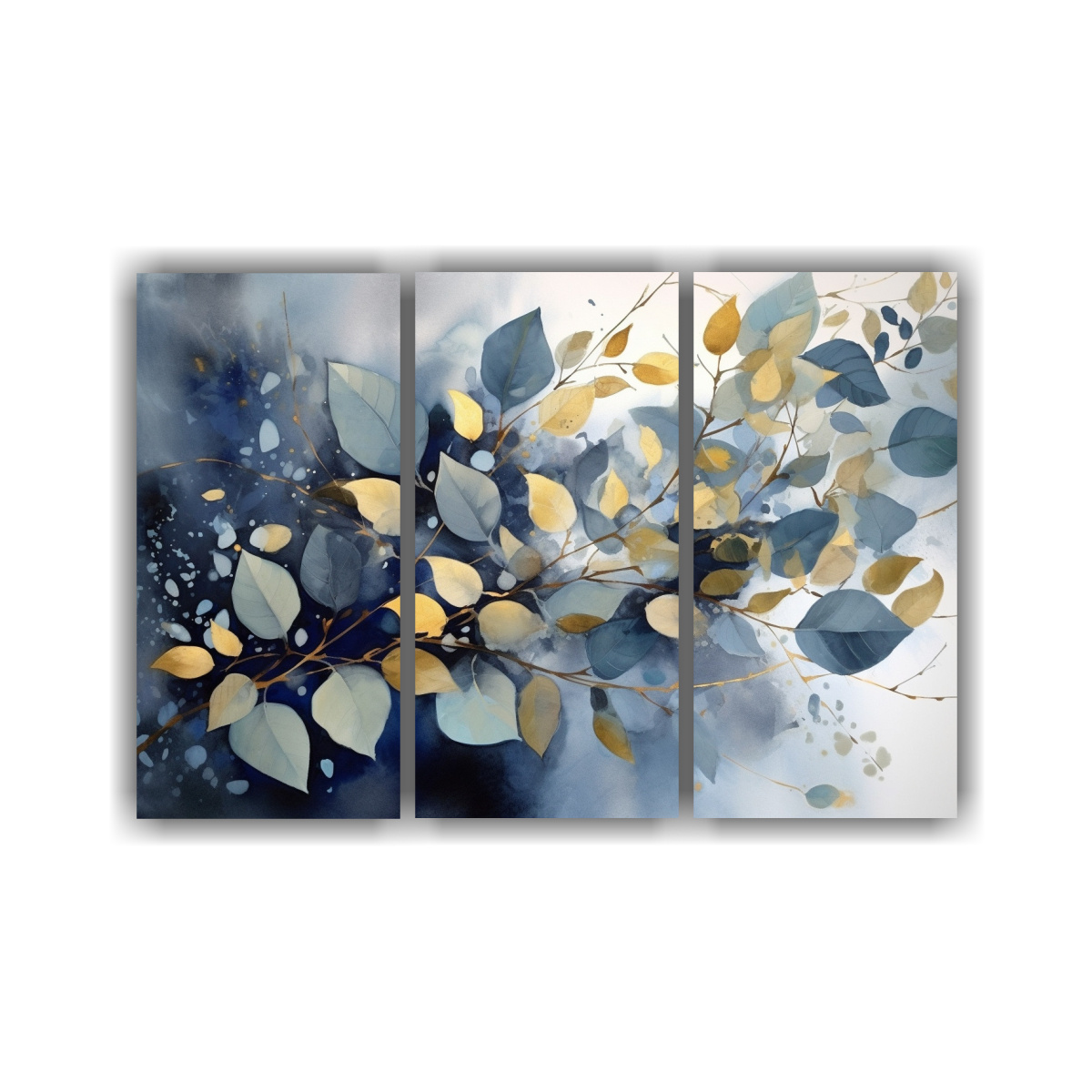 pintura-abstracta-acuarela-hojas-azul-oro-espacio-domdeco