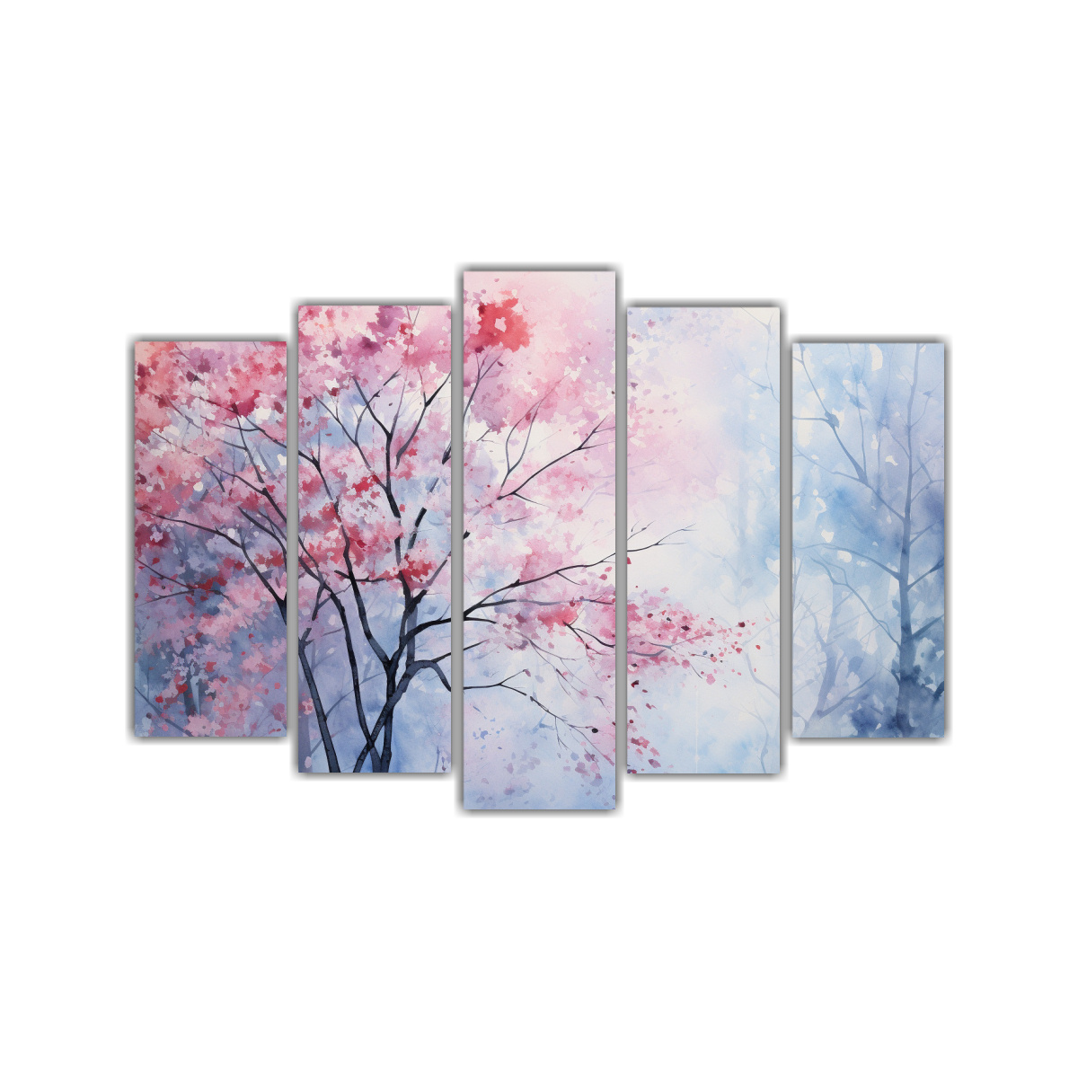 pintura-abstracta-de-cinco-telas-en-bastidor-estilo-arce-rboles-rosa-y-azul