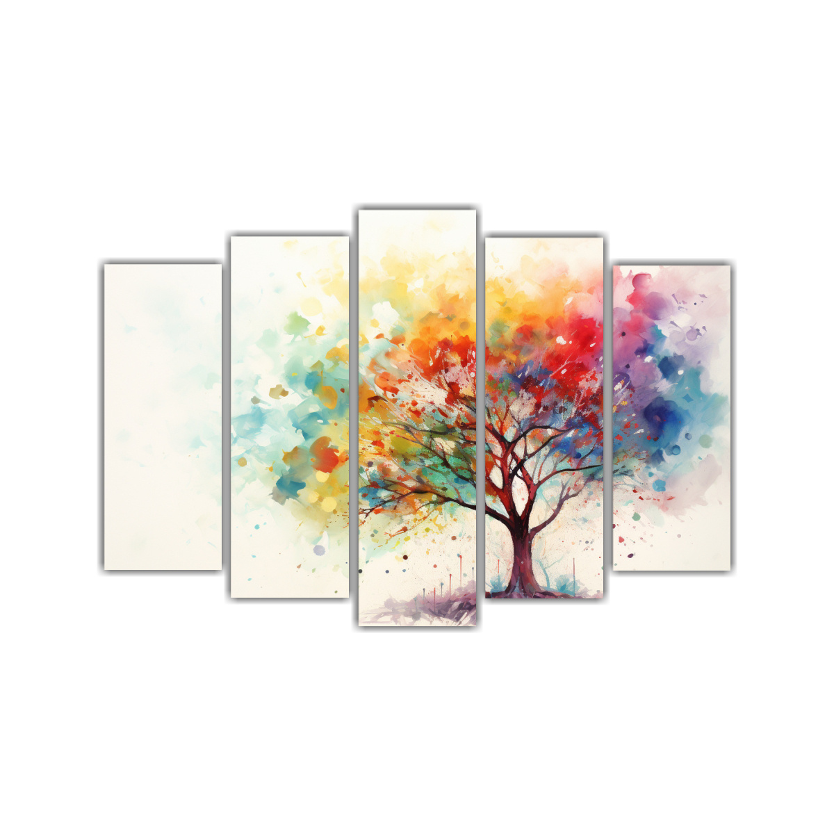 pintura-abstracta-de-colores-arco-ris-en-un-rbol-de-eucalipto-arte-de-pared