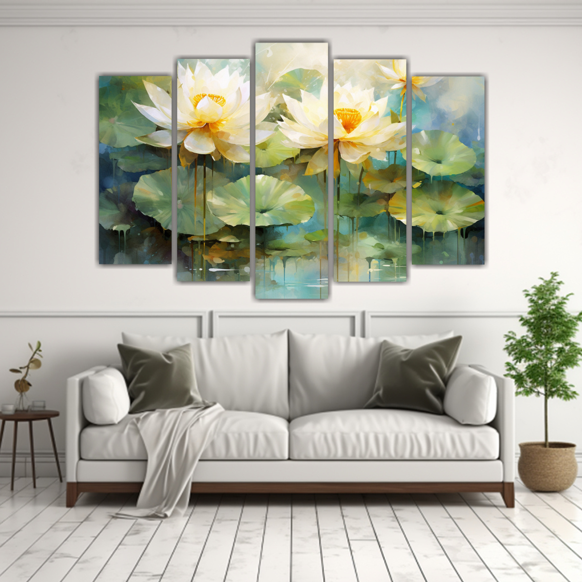 pintura-abstracta-de-flores-de-loto-amarillas-y-verdes-con-expresividad-1