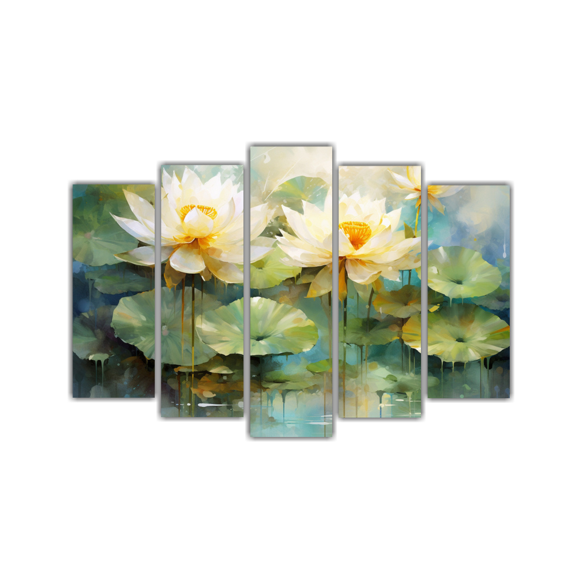 pintura-abstracta-de-flores-de-loto-amarillas-y-verdes-con-expresividad