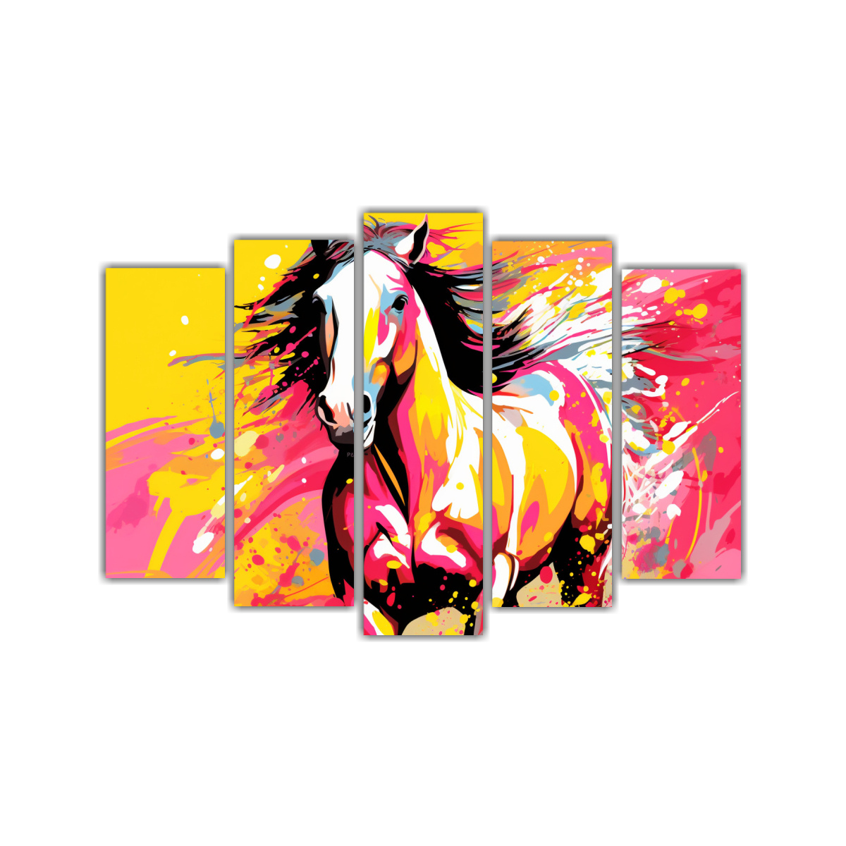 pintura-abstracta-de-un-caballo-clydesdale-en-colores-amarillo-y-rosa-