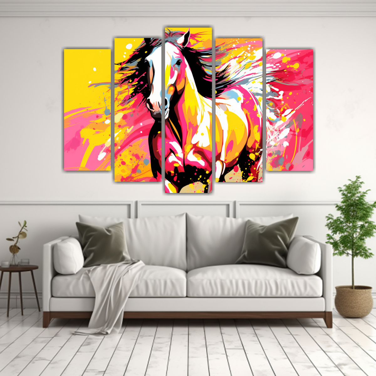 pintura-abstracta-de-un-caballo-clydesdale-en-colores-amarillo-y-rosa-1-1