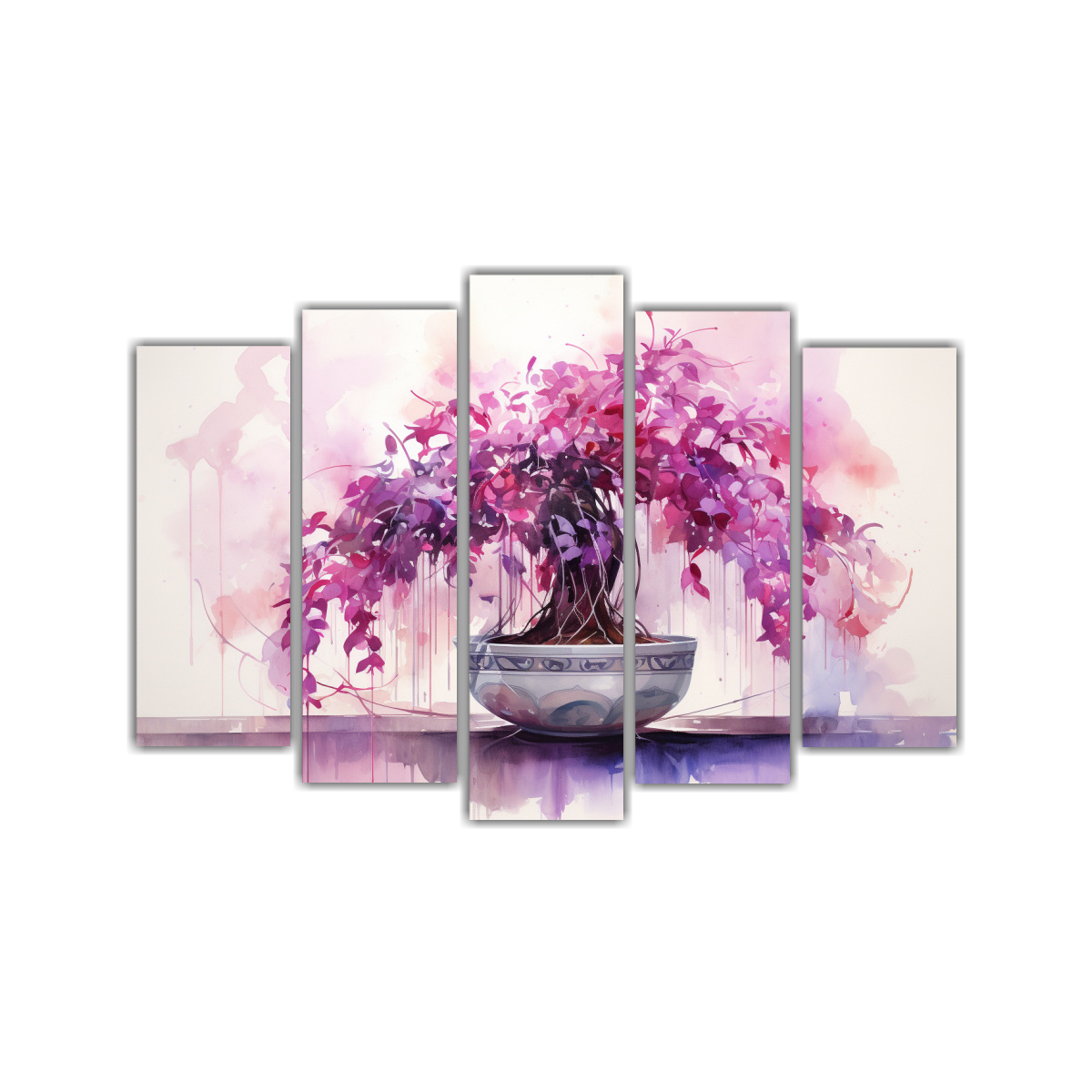 pintura-abstracta-en-acuarela-con-movimiento-y-colores-fucsia-y-verdes