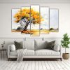 pintura-abstracta-en-cinco-telas-tonos-amarillo-y-naranja-de-rbol-de-acacia-1