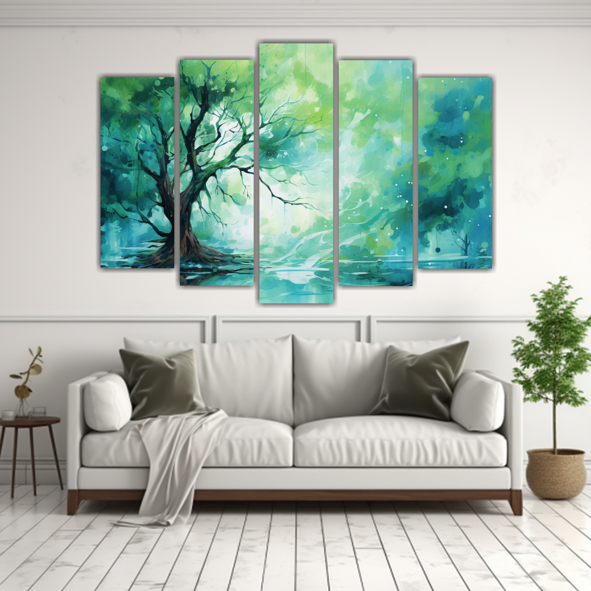 pintura-abstracta-en-lienzo-inspirado-en-un-bosque-verde-y-turquesa-1