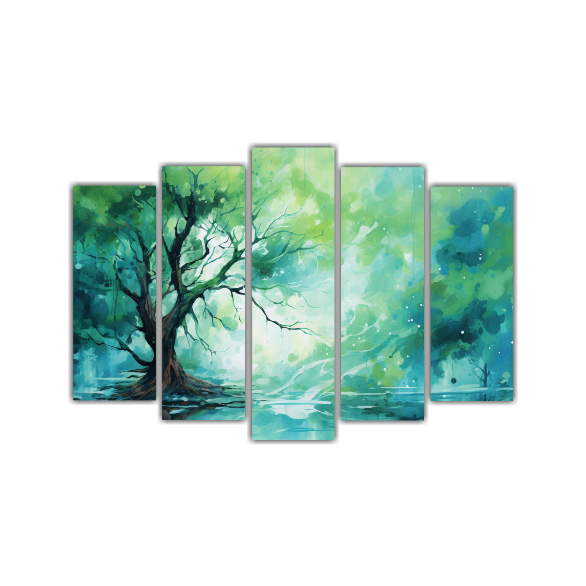 pintura-abstracta-en-lienzo-inspirado-en-un-bosque-verde-y-turquesa