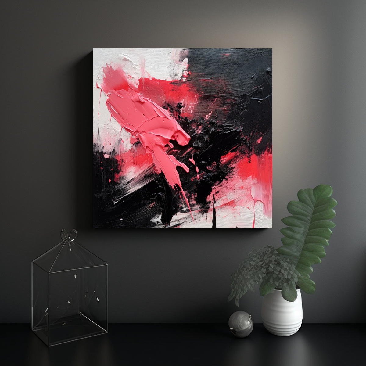 pintura-abstracta-en-negro-y-rosa-rojo-brillante-para-decoraci-n-1