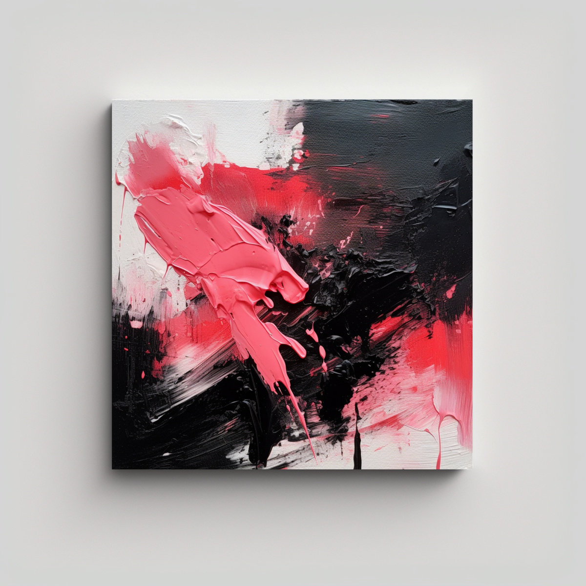 pintura-abstracta-en-negro-y-rosa-rojo-brillante-para-decoraci-n