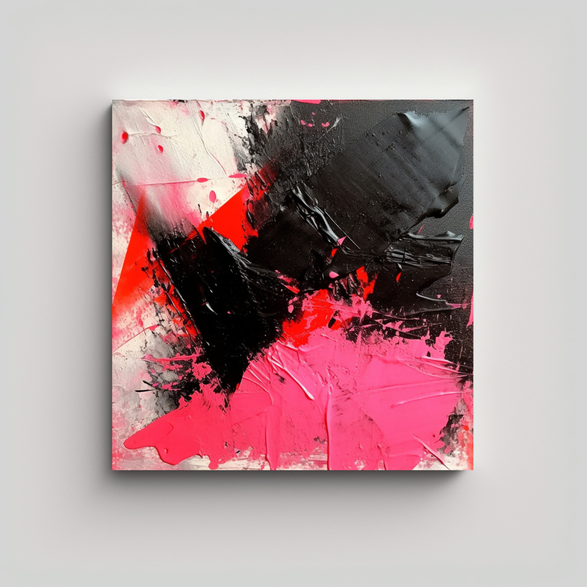 pintura-abstracta-en-tela-negro-y-rosa-intenso-