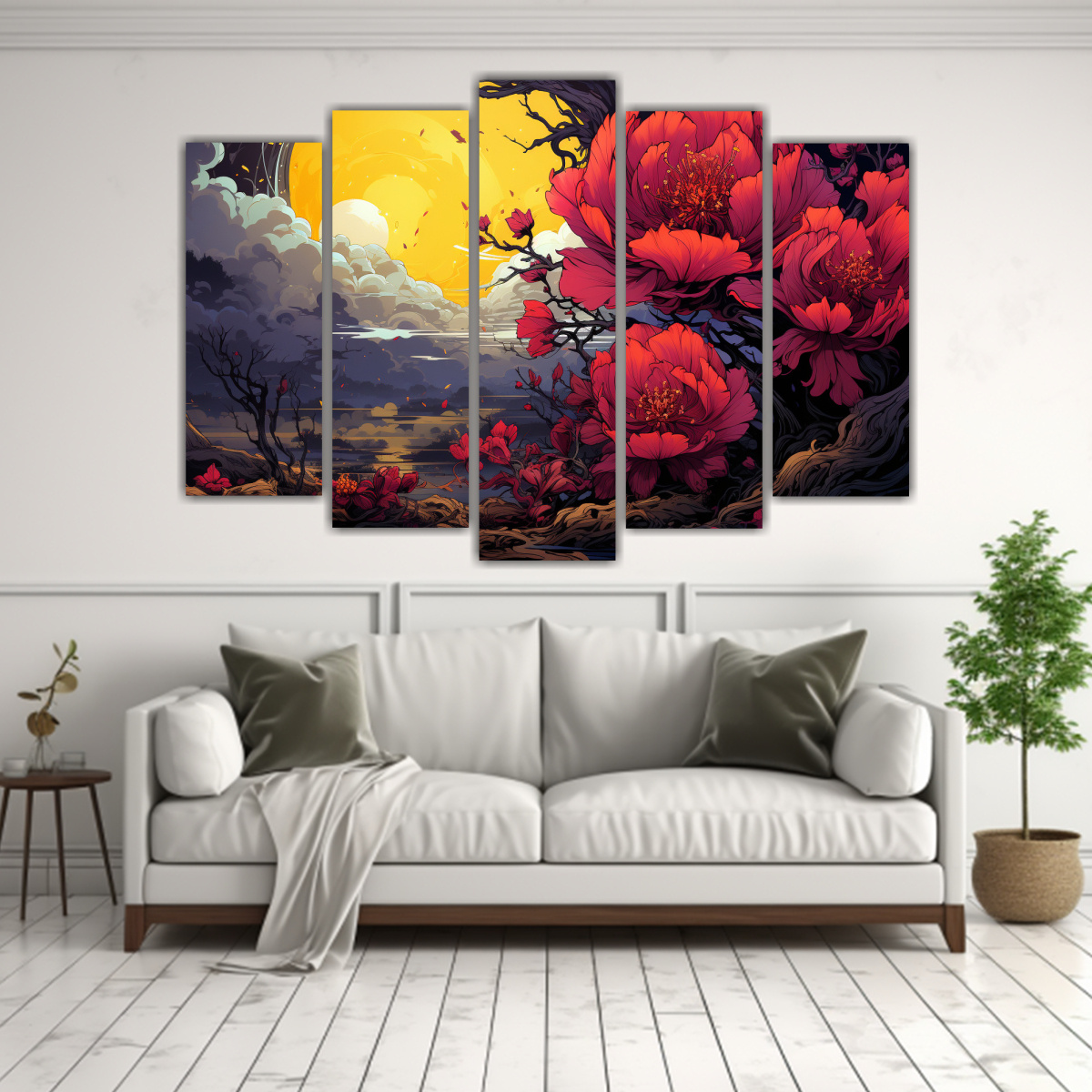 pintura-abstracta-equilibrio-rbol-de-cedro-en-amarillo-y-p-rpura-1