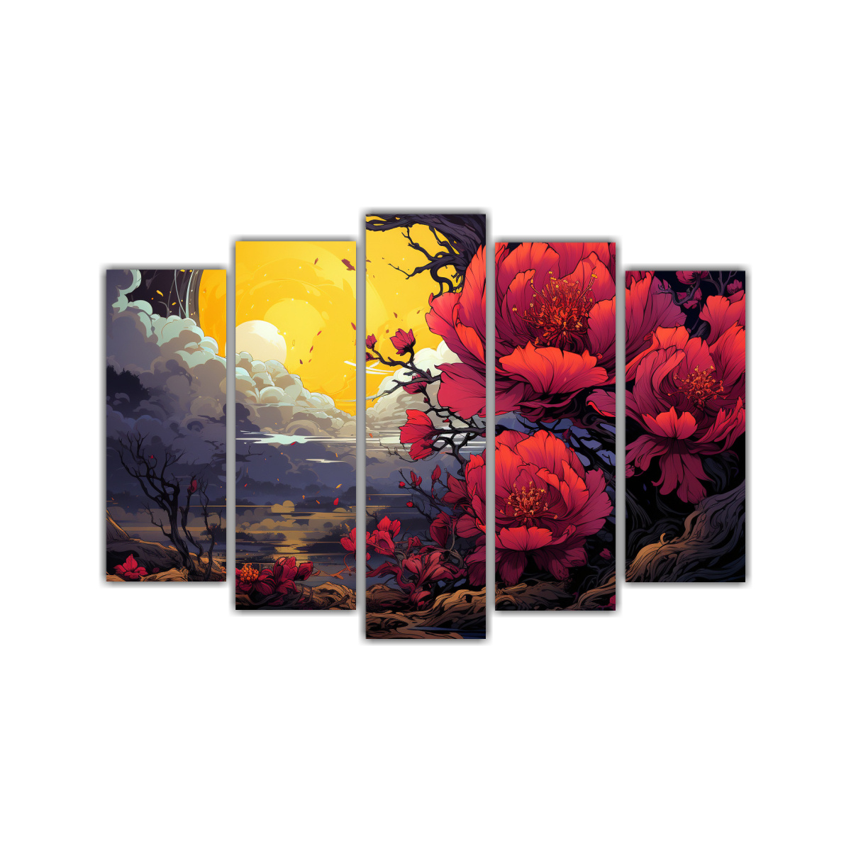 pintura-abstracta-equilibrio-rbol-de-cedro-en-amarillo-y-p-rpura