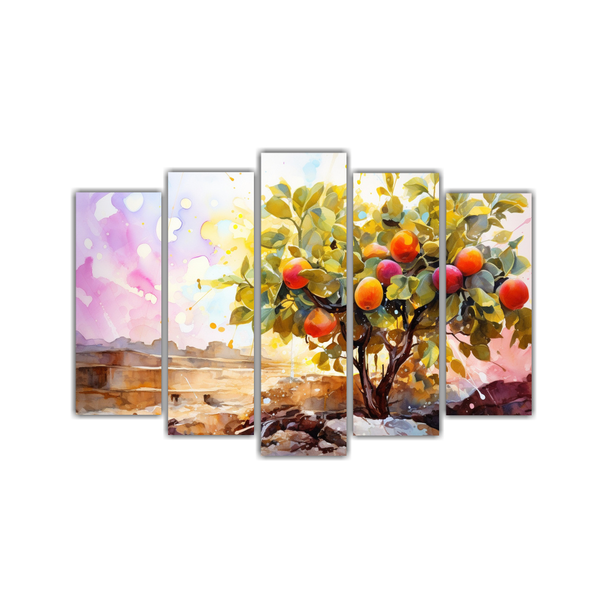 pintura-abstracta-horizontal-de-intensidad-de-colores-naranja-y-rosa-en-una-higuera