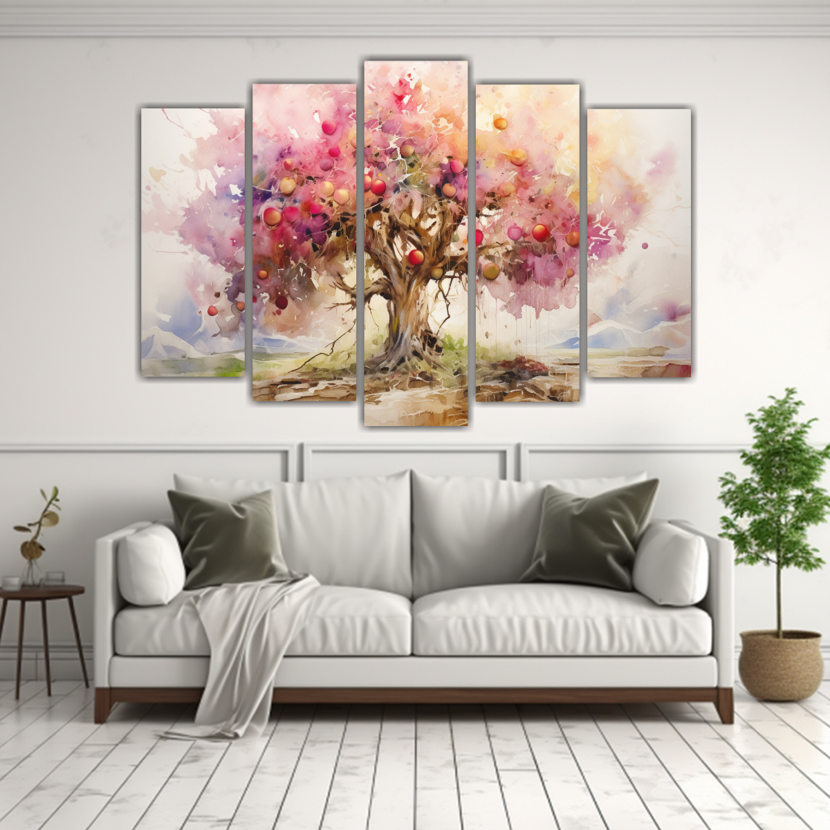 pintura-abstracta-manzana-rbol-oro-y-rosa-lienzo-profundo-1