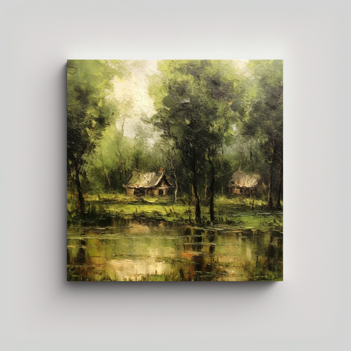 pintura-abstracta-paisaje-pantano-estilo-camille-pissarro