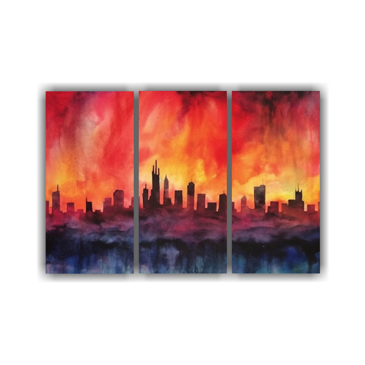 pintura-acuarela-dram-tica-de-ciudad-en-bastidor-set-3-telas-decorativas-