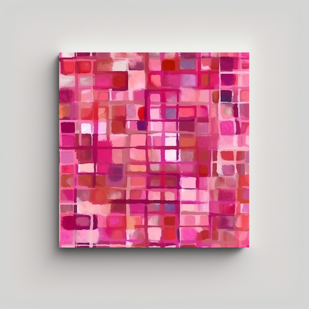 pintura-al-leo-de-composici-n-de-dormitorio-en-patr-n-de-cuadros-rojo-y-rosa-estilo-a-os-70-