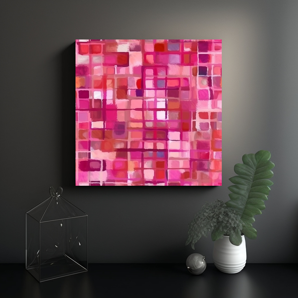 pintura-al-leo-de-composici-n-de-dormitorio-en-patr-n-de-cuadros-rojo-y-rosa-estilo-a-os-70-1-1