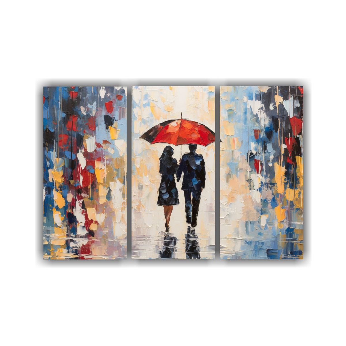 pintura-al-leo-moderna-de-pareja-bajo-paraguas-surrealista